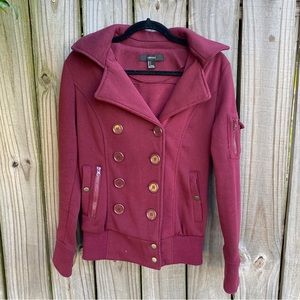 Maroon Zip-Up hooded Coat